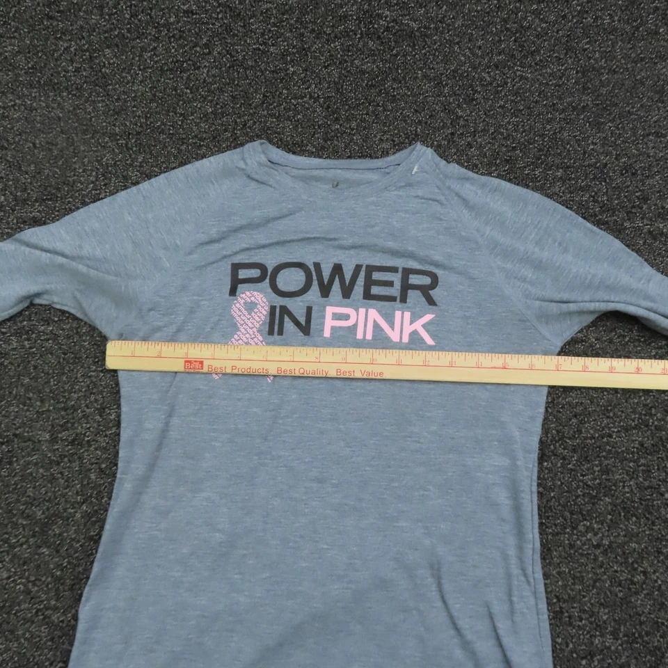 Camisa Under Armour Mujer Pequeña Azul Power En Rosa Manga Larga HeatGear Atlética Foto 3 de 4