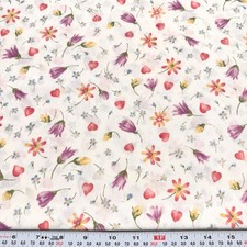Vtg 2005 Garden Affair Floral Off White Classic Cottons Fabric by the HALF YARD