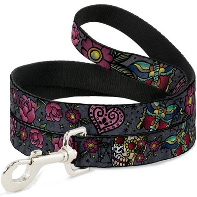 Dog Leash 6-FEET Love Kills CLOSE-UP Gray NARROW 0.5'' (US IMPORT)