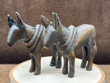 Vtg Old West Donkeys HandCarved for Model Kit of Wagon *Ear Damaged Craft Master
