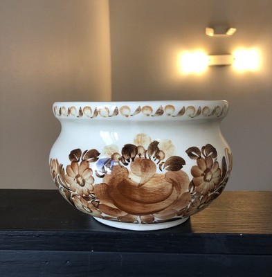 Pottery Ceramics ZF Kolo Made In Poland Hand Painted MCM Planter Bowl Floral