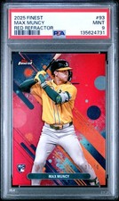 2025 TOPPS FINEST RED REFRACTOR #93 MAX MUNCY 1/10 PSA 9