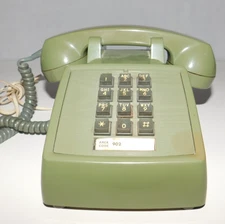 Vtg 70's Northern Telecom Push Button Desk Phone Telephone Avacado Green