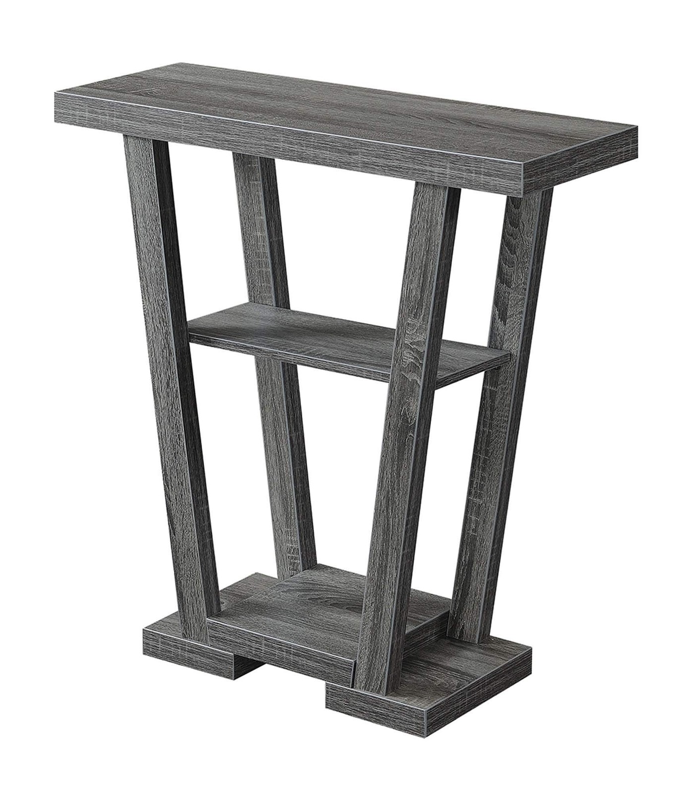 Convenience Concepts Newport "V" Console Table in Gray Wood Finish