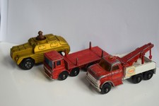 3x Matchbox Lesney Pipe Trailer, Ford Heavy Wreck Truck, No 28 Stoat 1971 1968
