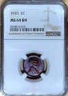 1910 1c Gorgeously🌈toned NGC MS-64BN Lincoln Cent.Pure GEM In Our Opinion ✅️