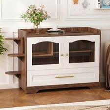 Cat Litter Box Enclosure with Acrylic Door, Dog Proof Hidden Cabinet, White