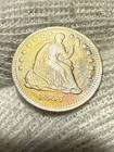 1857 Seated Liberty Half Dime Lustrous AU Gem ++ Toned