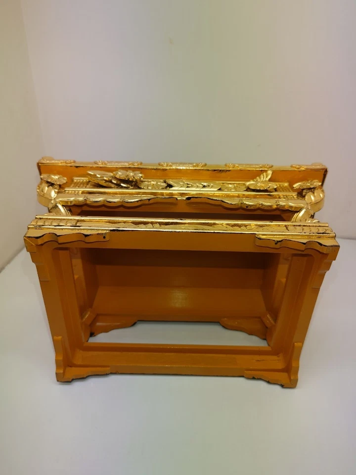 Tavolo da altare buddista wazan in legno usato foglia d'oro giapponese 9 pollici - Immagine 2 di 4