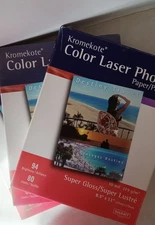 COLOR LASER PHOTO PAPER Super Gloss 8.5x11  Kromekote SMART Papers New 200+ Page