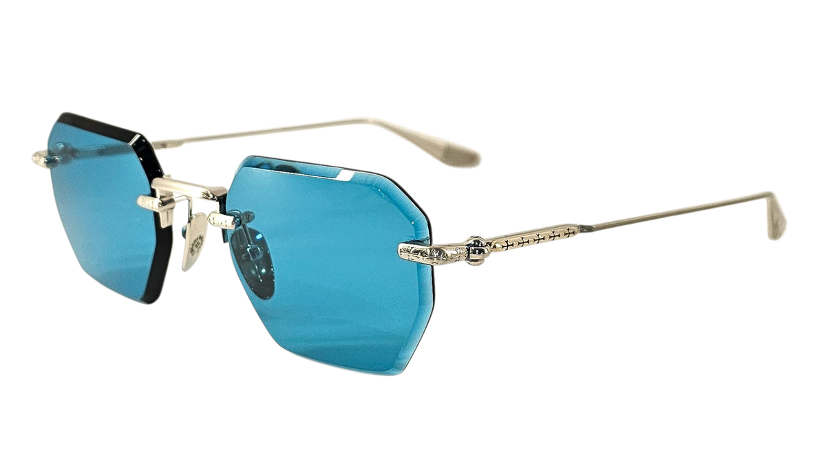 バロムナイトメヤ Chrome Hearts HOLE SHOT Sunglasses BS-S Brushed Silver/Blue lenses