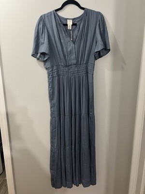 Joie Slate Blue Maxi Dress with Smocked Waist