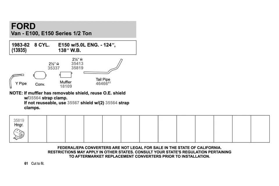 For Ford F-150 1975-1978 Walker 35819 Steel-Rubber Silver-Black Exhaust Hanger Foto 3 de 4