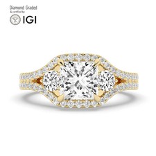 Princess Diamond Engagement Ring 18k Yellow Gold Labgrown 3.75 Ct Solitaire