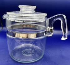 Vtg Pyrex Flameware 6 Cup Glass Coffee Pot Pe...