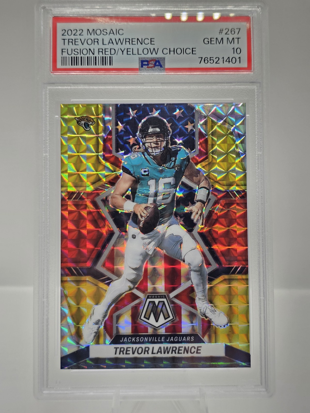 2022 Panini Mosaic - Trevor Lawrence #267 Choice Fusion Red & Yellow Prizm /80