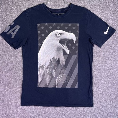 Nike Shirt Men M Navy USA Olympic Eagle Graphic Athletic Cut Casual Short Sleeve