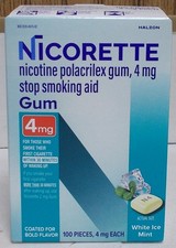 Nicorette White Ice Mint 4mg Coated Gum 100 Pieces  New Package 