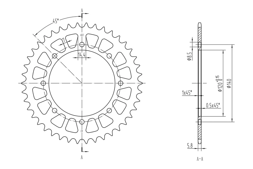 For Kawasaki KLR650 1987-2017 BikeMaster 965737 520 Series Rear Sprocket - Image 2 of 2