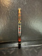 Vintage Waterman Laureat Rollerball Pen &ndash; Red & Black Marble &ndash; Gold Trim