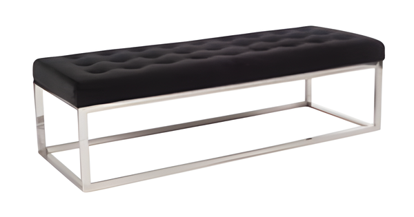 Schwarzer Holz-Hocker Im Eleganten Design FüR Wohnzimmer-image