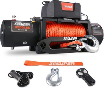 ZESUPER 9500 Lb 12V Electric Winch Synthetic Rope
