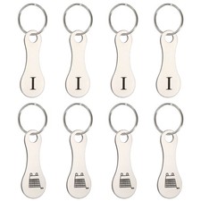 8Pcs Stainless Steel Shopping Trolley Token, Silver Tone Letter I  Grocery Cart
