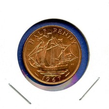 1967 English 1/2 Half Penny Red Great Britain Elizabeth Bronze #06 England UK