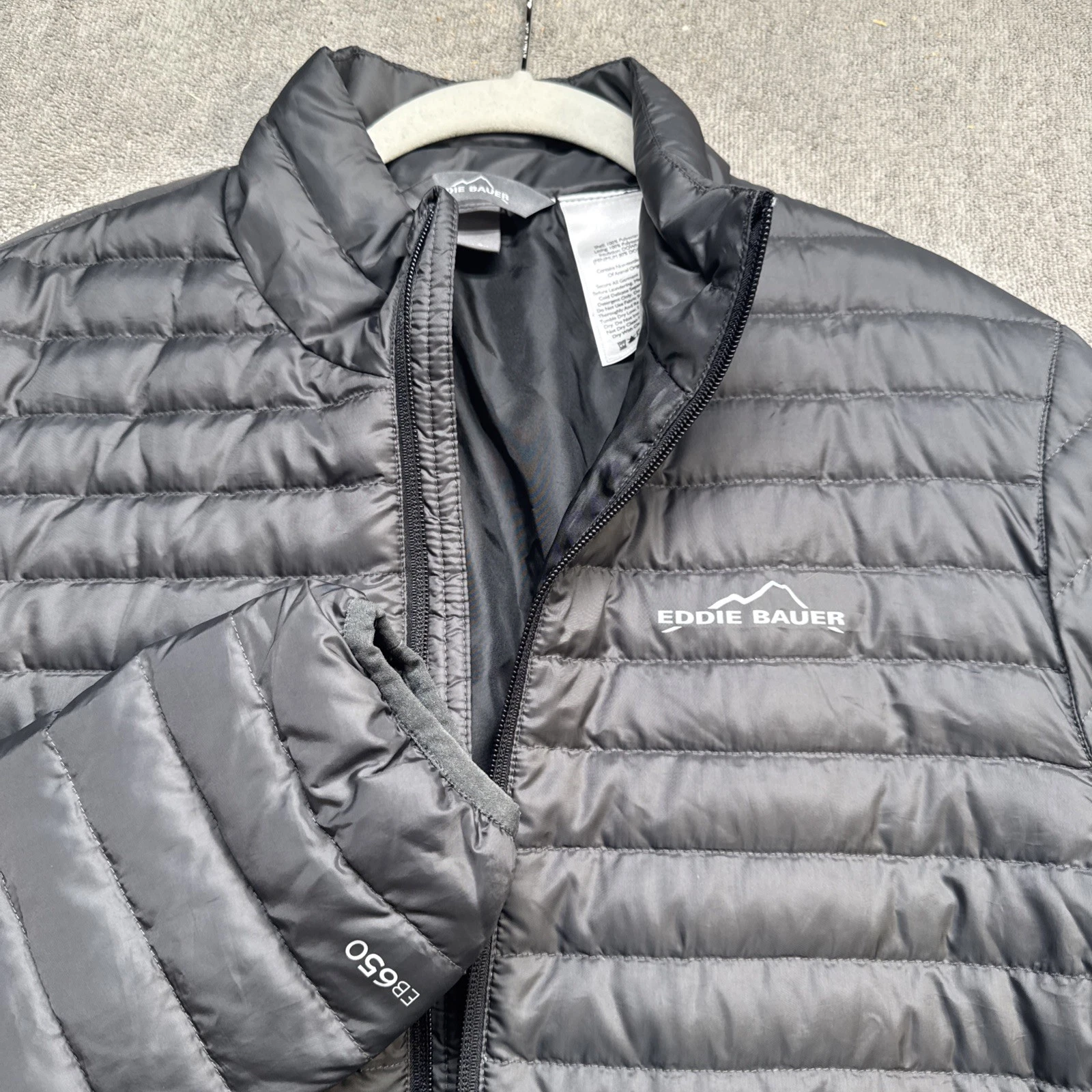 Eddie Bauer Men’s EB650 Down Puffer Jacket Gray Lightweight Packable Small