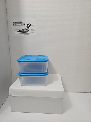 Tupperware 2 Clear Mates Medium Squares 1 L Modular Containers Blue
