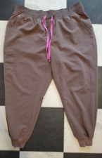 Figs Scrubs 3XL Pants Brown Scrub Women's Joggers Drawstring Zip Cargo Pocket