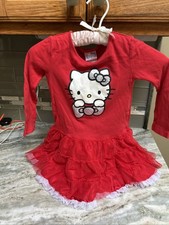 Hello Kitty Sanrio Gray and Red Tulle Skirt Dress Girls Size S 4 Toddler