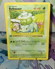 Pokémon TCG Bulbasaur 1st Edition Base Set Shadowless 44/102 NM/Better