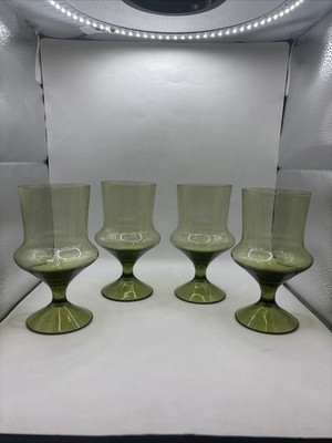 4 DENBY Avanti Winterberry Green VTG Cocktail Water Glasses Milnor Sweden 6.25 