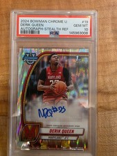 2024 Bowman Chrome U Derik Queen Auto Stealth Refractor PSA 10