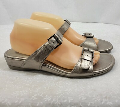 Ecco Women's Size EU 41 US 10.5 Adjustable Buckle Straps Silver Strappy Sandals.