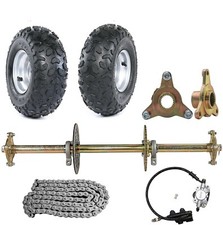 32" ATV Go Kart Rear Axle Kit Sprocket Hub Brake 145/70-6 Wheels Tire DIY Golf