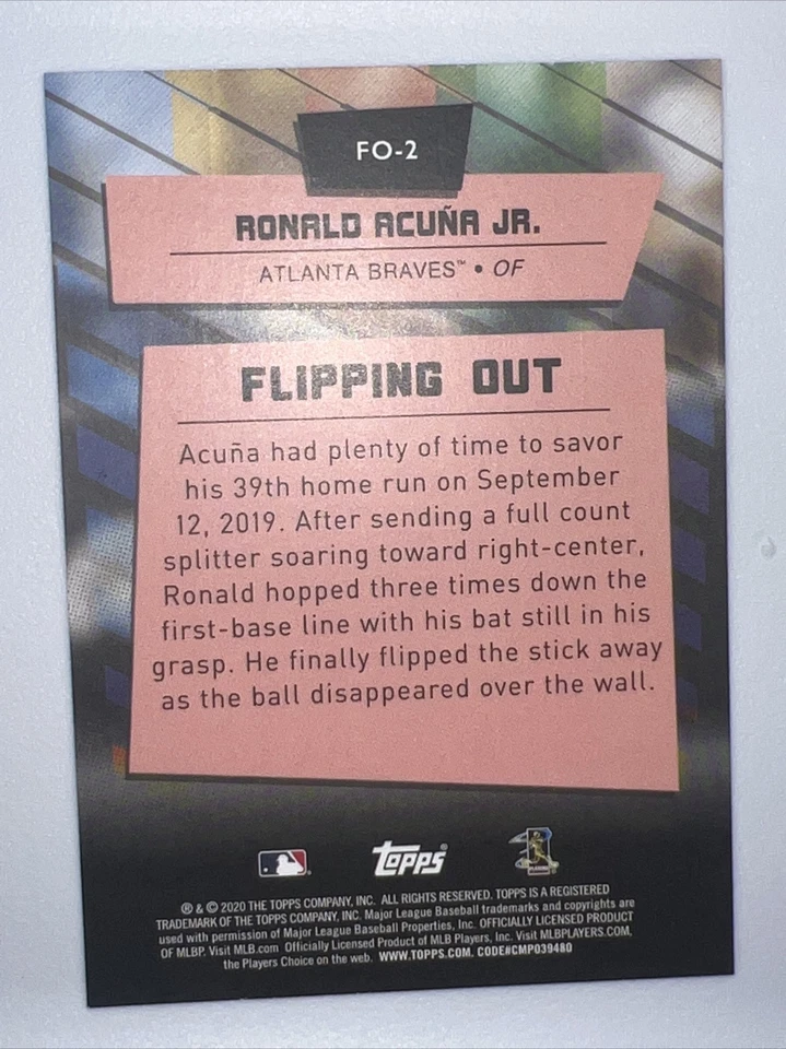 Ronald Acuna Jr. 2020 Topps Big League Flipping Out - Image 2 of 2