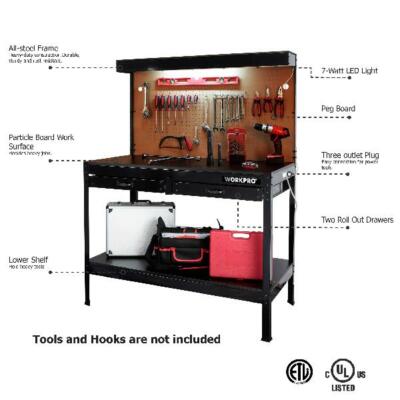 Workbench Work Bench Light Garage Home Workshop WORKPRO Tool