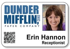 ERIN HANNON ON THE OFFICE NAME BADGE PROP HALLOWEEN COSPLAY MAGNET BACK