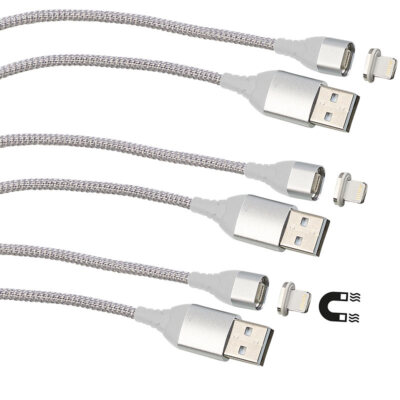 Callstel 3er-Set USB-Lade- & Datenkabel mit magnetischem Lightning-Stecker, 1 m