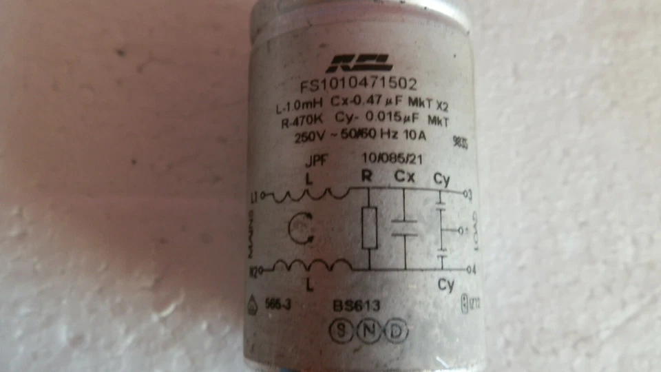 Used Genuine Hotpoint WM53 First Edition Mains Capacitor Filter 0.47uf C00200408 - Image 3 of 4