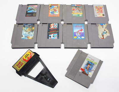 Lot of 10 Vintage NES Nintendo Games Mario Duck Hunt Game Genie Simons Quest