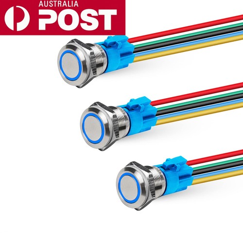 4x 19mm 12V Waterproof Latching Push Button Switch ON OFF Latching with ...