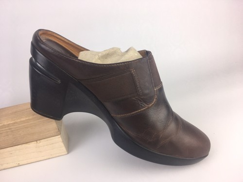 Zuecos de tacón de cuña Cole Haan para mujer de cuero marrón D29427 NikeAir talla 7,5 B - Imagen 3 de 11