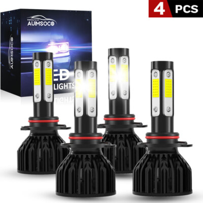 White 9005 9006 LED Headlight 4 Bulbs 10000LM For GMC K2500 Suburban 1992-1999