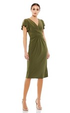 Mac Duggal Flounce Sleeve Green Dress, size 6