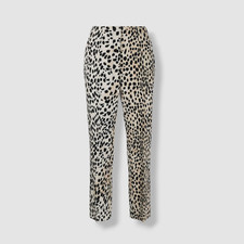  490 Just Cavalli Women's Beige Leopard-Print Straight Trousers Pants Size 38