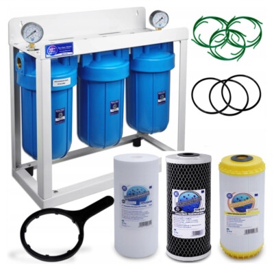 3 Stufen Big Blue 10'' Wasserfilter Reiniger und Enthärtung Salzfrei 1'' BSP