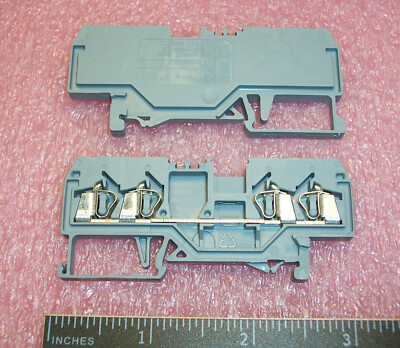 QTY (7) 280-833 WAGO 4 CONDUCTOR FEED THROUGH DIN RAIL TERMINAL BLOCKS 12-28AWG